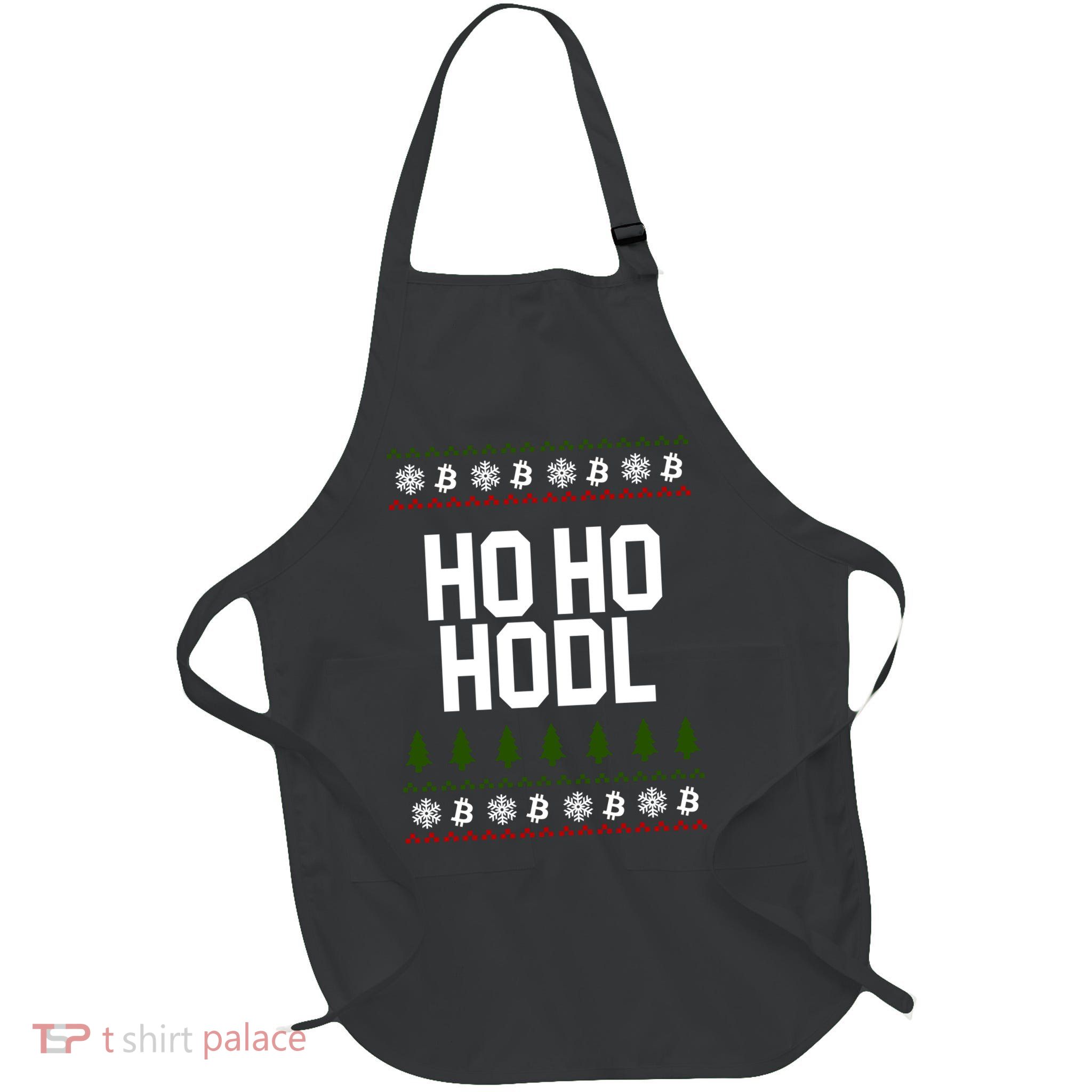 Santa Ho Ho Hodl Funny Crypto Ugly Christmas Full-Length Apron With Pockets