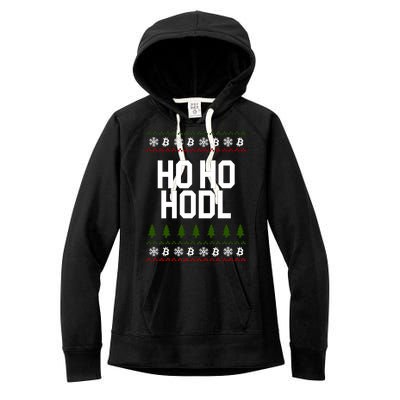 Santa Ho Ho Hodl Funny Crypto Ugly Christmas Women's Fleece Hoodie