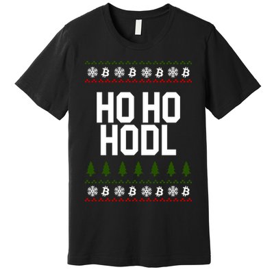 Santa Ho Ho Hodl Funny Crypto Ugly Christmas Premium T-Shirt