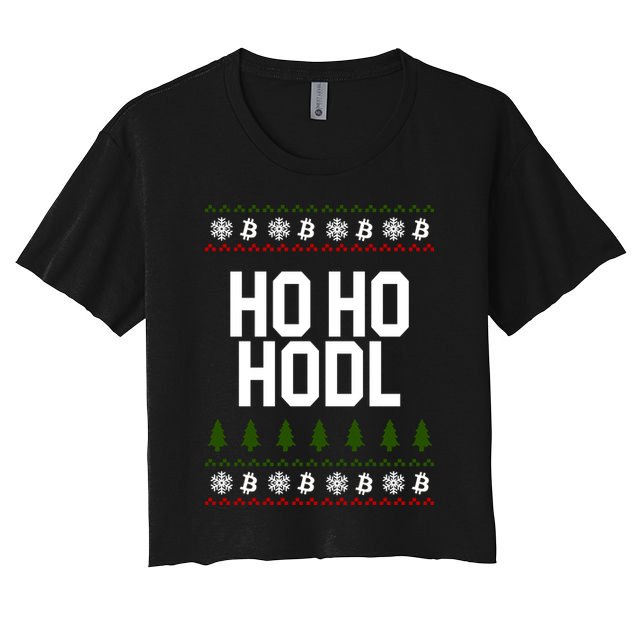 Santa Ho Ho Hodl Funny Crypto Ugly Christmas Crop Top