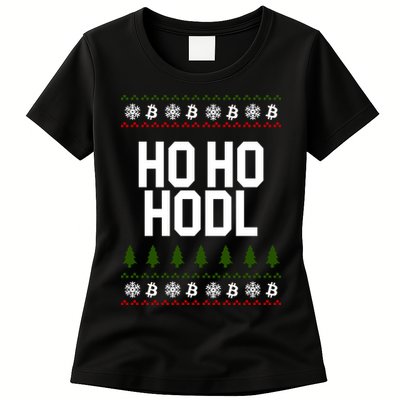 Santa Ho Ho Hodl Funny Crypto Ugly Christmas Womens T-Shirt