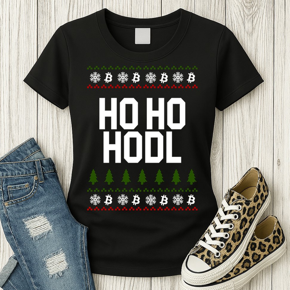 Santa Ho Ho Hodl Funny Crypto Ugly Christmas Womens T-Shirt