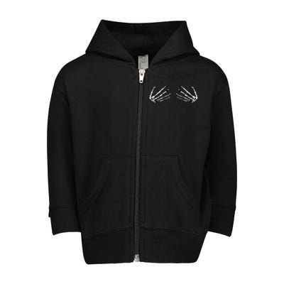 Skeleton Hands Holding Boobs Toddler Zip Fleece Hoodie