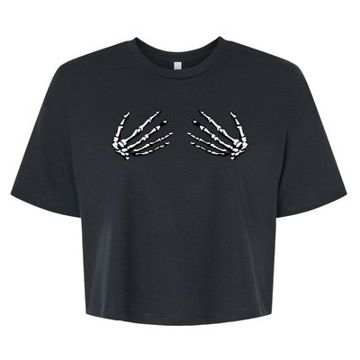 Skeleton Hands Holding Boobs Bella+Canvas Jersey Crop Tee