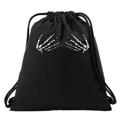 Skeleton Hands Holding Boobs Drawstring Bag