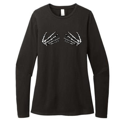 Skeleton Hands Holding Boobs Womens CVC Long Sleeve Shirt