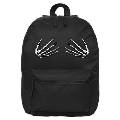 Skeleton Hands Holding Boobs 16 in Basic Backpack