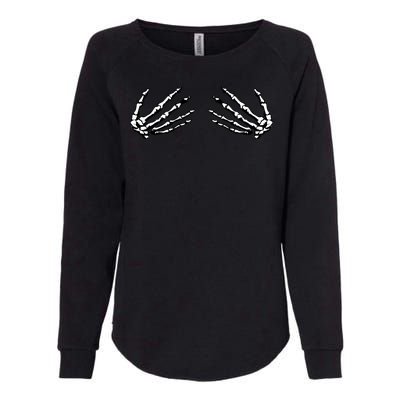 Skeleton Hands Holding Boobs Womens California Wash Sweatshirt