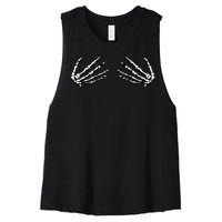 Skeleton Hands Holding Boobs Women's Racerback Cropped Tank