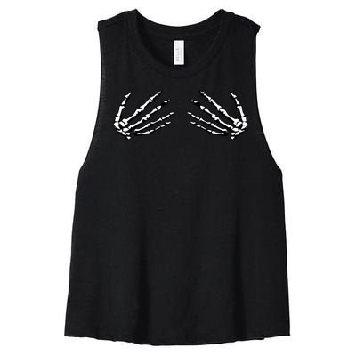 Skeleton Hands Holding Boobs Women's Racerback Cropped Tank