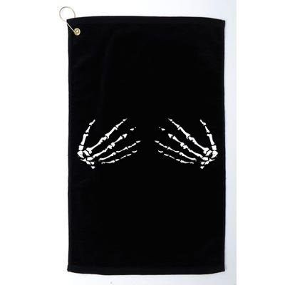 Skeleton Hands Holding Boobs Platinum Collection Golf Towel