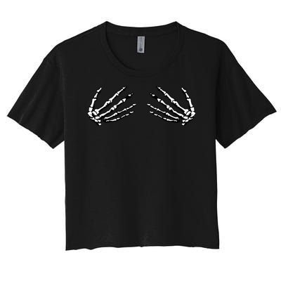 Skeleton Hands Holding Boobs Women's Crop Top Tee