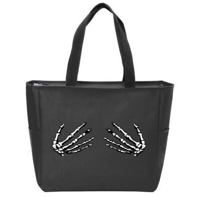 Skeleton Hands Holding Boobs Zip Tote Bag