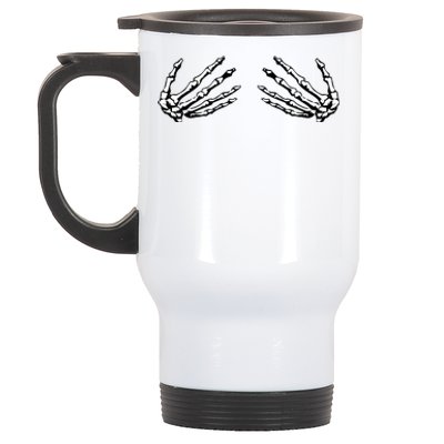 Skeleton Hands Holding Boobs Stainless Steel Travel Mug