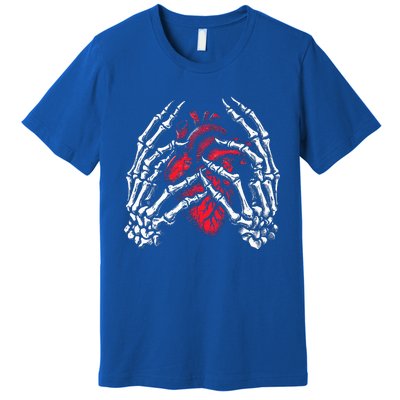 Skeleton Hands Holding Heart Halloween Costume Premium T-Shirt