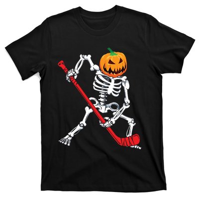 Skeleton Hockey Halloween Pumpkin T-Shirt