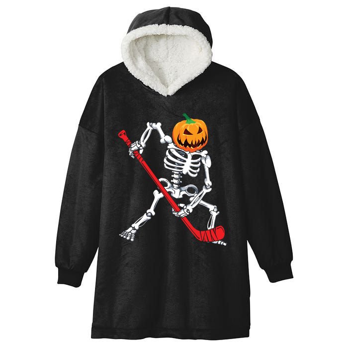 Skeleton Hockey Halloween Pumpkin Hooded Wearable Blanket