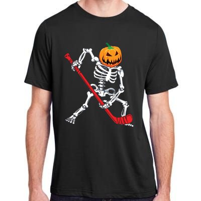 Skeleton Hockey Halloween Pumpkin Adult ChromaSoft Performance T-Shirt