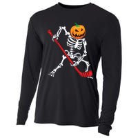 Skeleton Hockey Halloween Pumpkin Cooling Performance Long Sleeve Crew