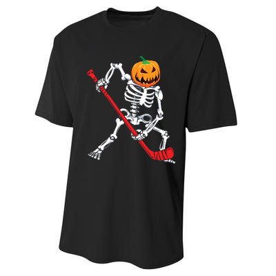 Skeleton Hockey Halloween Pumpkin Performance Sprint T-Shirt