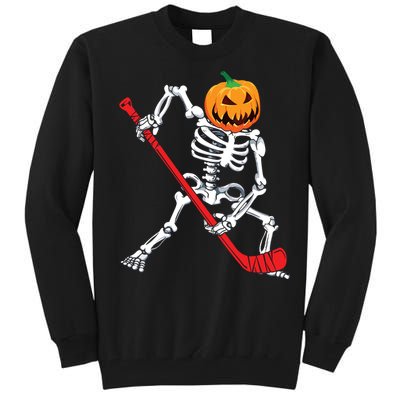 Skeleton Hockey Halloween Pumpkin Tall Sweatshirt