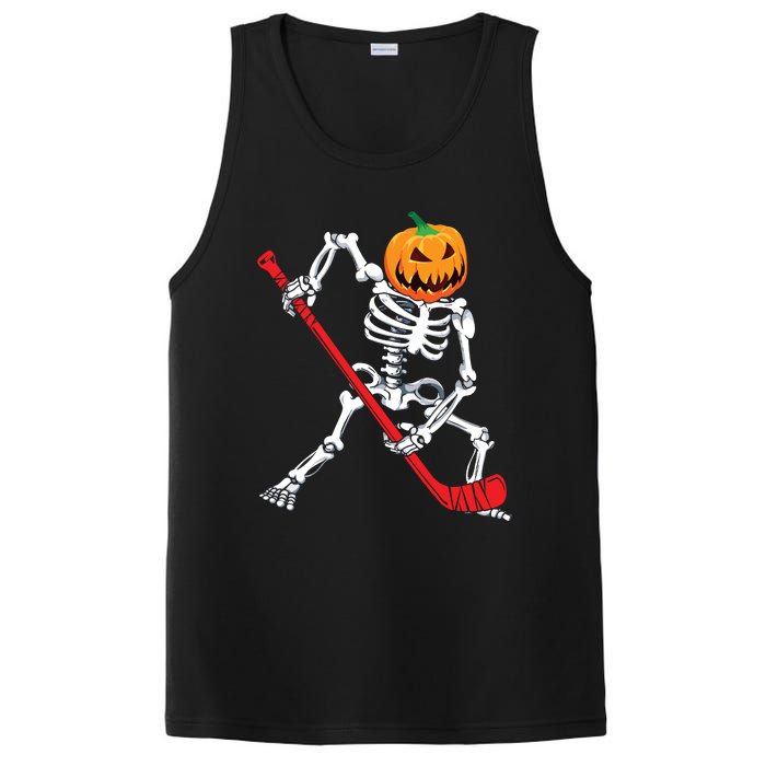 Skeleton Hockey Halloween Pumpkin PosiCharge Competitor Tank