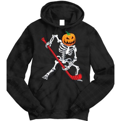 Skeleton Hockey Halloween Pumpkin Tie Dye Hoodie