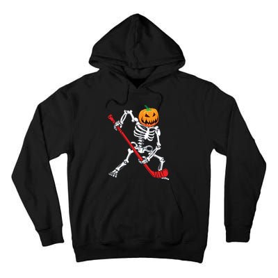 Skeleton Hockey Halloween Pumpkin Tall Hoodie