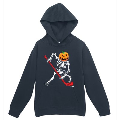 Skeleton Hockey Halloween Pumpkin Urban Pullover Hoodie