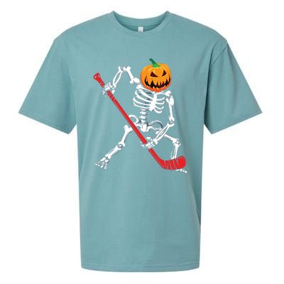 Skeleton Hockey Halloween Pumpkin Sueded Cloud Jersey T-Shirt