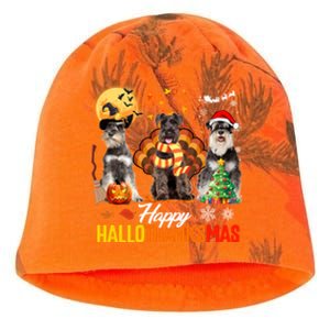 Schnauzer Happy Hallothanksmas Halloween Thanksgiving Xmas Cool Gift Kati - Camo Knit Beanie