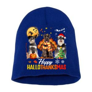 Schnauzer Happy Hallothanksmas Halloween Thanksgiving Xmas Cool Gift Short Acrylic Beanie