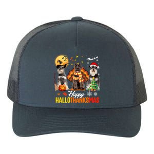 Schnauzer Happy Hallothanksmas Halloween Thanksgiving Xmas Cool Gift Yupoong Adult 5-Panel Trucker Hat