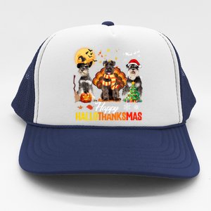 Schnauzer Happy Hallothanksmas Halloween Thanksgiving Xmas Cool Gift Trucker Hat