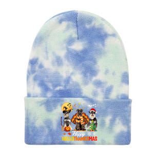 Schnauzer Happy Hallothanksmas Halloween Thanksgiving Xmas Cool Gift Tie Dye 12in Knit Beanie