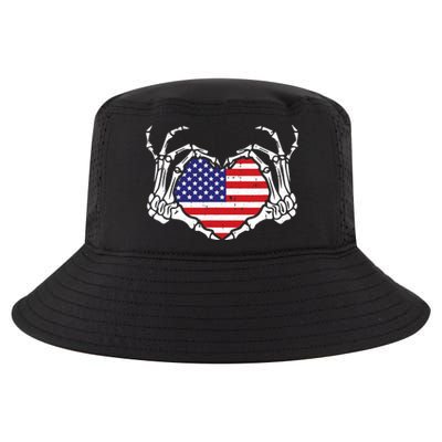 Skeleton Hand Heart 4th Of July Love American Flag Patriotic Cool Comfort Performance Bucket Hat