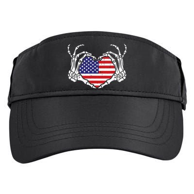 Skeleton Hand Heart 4th Of July Love American Flag Patriotic Adult Drive Performance Visor