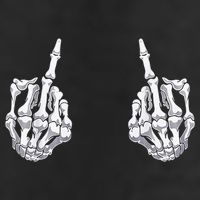 Skeleton Hand Halloween Bones Middle Finger Skull 7 Panel Mesh Trucker Snapback Hat