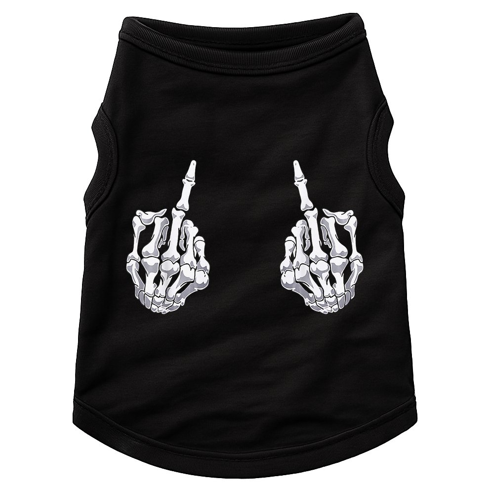 Skeleton Hand Halloween Bones Middle Finger Skull Doggie Tank
