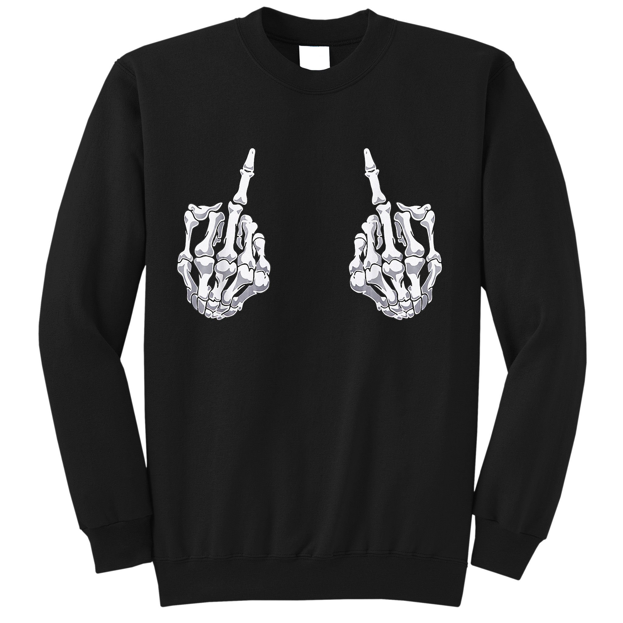 Skeleton Hand Halloween Bones Middle Finger Skull Sweatshirt