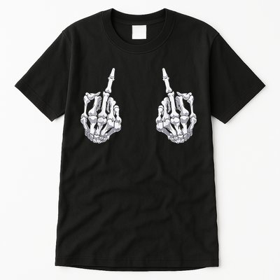 Skeleton Hand Halloween Bones Middle Finger Skull Tall T-Shirt