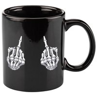 Skeleton Hand Halloween Bones Middle Finger Skull 11oz C Handle Ceramic Mug