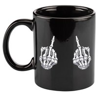 Skeleton Hand Halloween Bones Middle Finger Skull 11oz C Handle Ceramic Mug