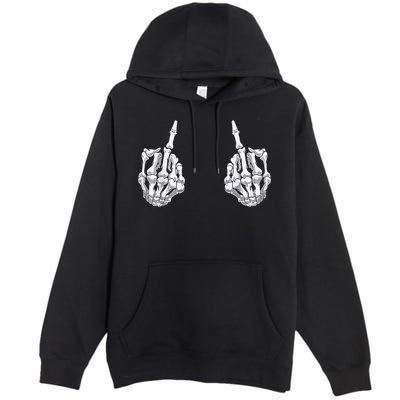 Skeleton Hand Halloween Bones Middle Finger Skull Premium Pullover Hoodie