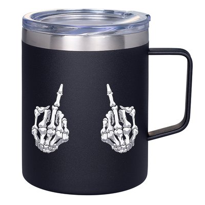 Skeleton Hand Halloween Bones Middle Finger Skull 12oz Stainless Steel Coffee Mug
