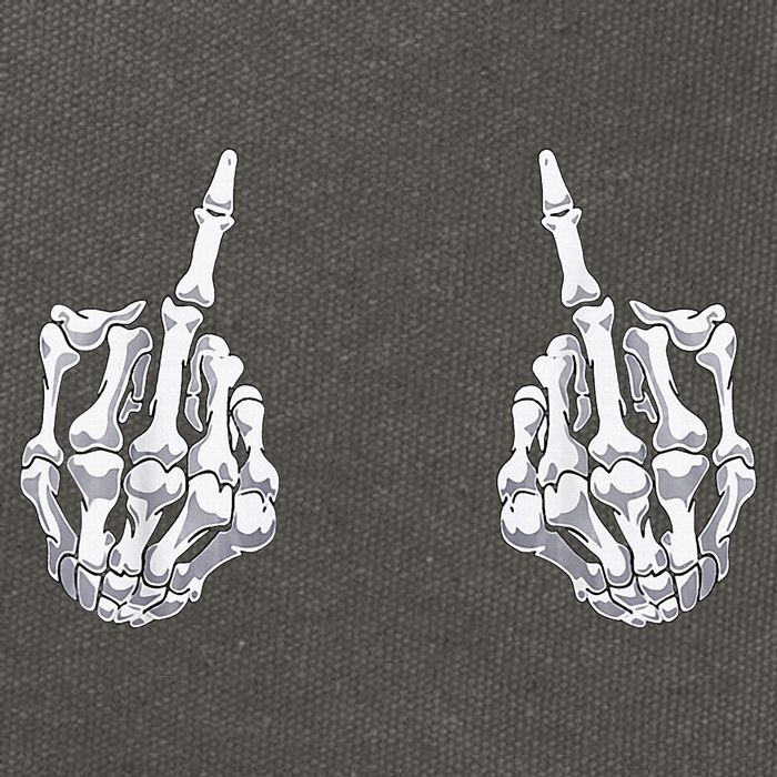 Skeleton Hand Halloween Bones Middle Finger Skull Cotton Canvas Backpack