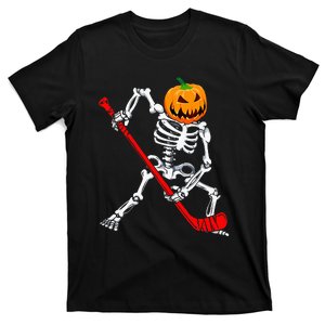 Skeleton Hockey Halloween Pumpkin T-Shirt