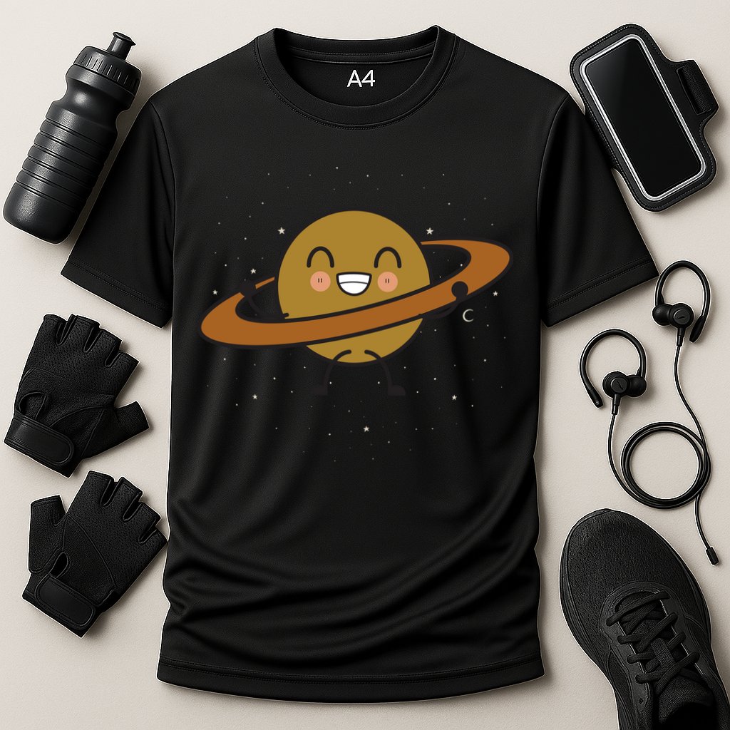 Saturn Hula Hoop Space Cute Cooling Performance Crew T-Shirt