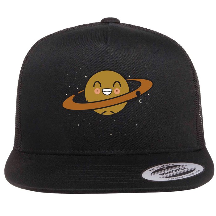 Saturn Hula Hoop Space Cute Flat Bill Trucker Hat