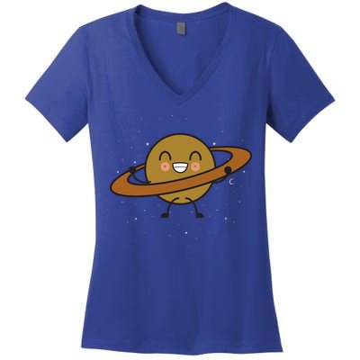 Saturn Hula Hoop Space Cute Women's V-Neck T-Shirt